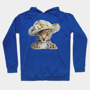 Leopard cub in a hat with flowers Hoodie